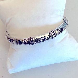 Brighton Shot Through The Heart Bangle Bracelet Round Cutout Hearts Etched EUC